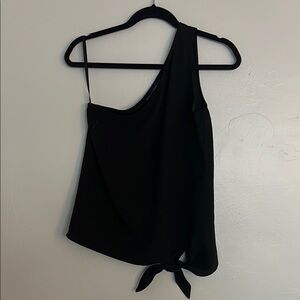 White House Black Market Black Asymmetrical Sleeveless Tank Top